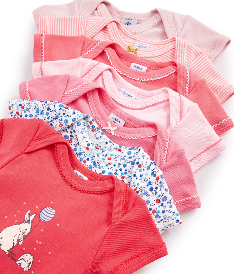 Bolsita sorpresa de 7 bodis de manga corta para beb&eacute; ni&ntilde;a multicolor