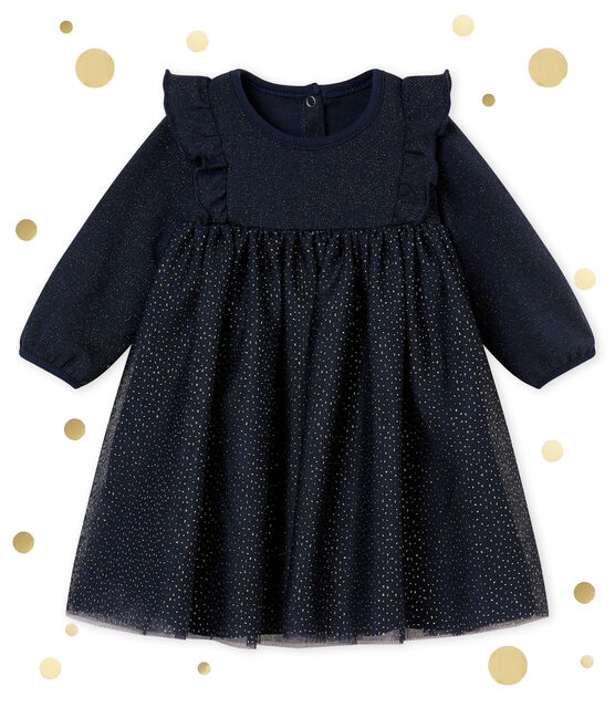 Vestido con purpurina para bebé niña azul SMOKING/amarillo DORE