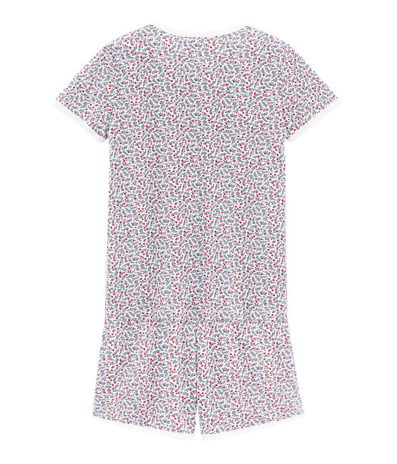 Pijama corto de punto para chica blanco MARSHMALLOW/blanco MULTICO