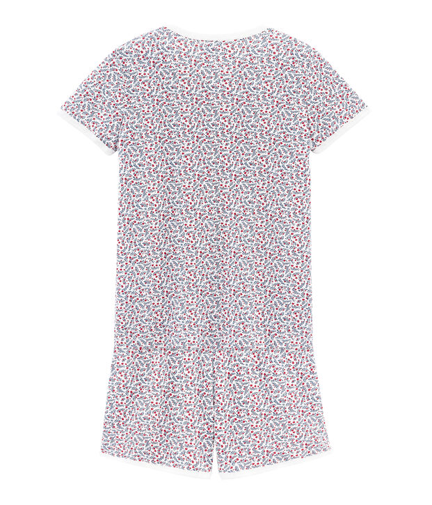 Pijama corto de punto para chica blanco/multicolor