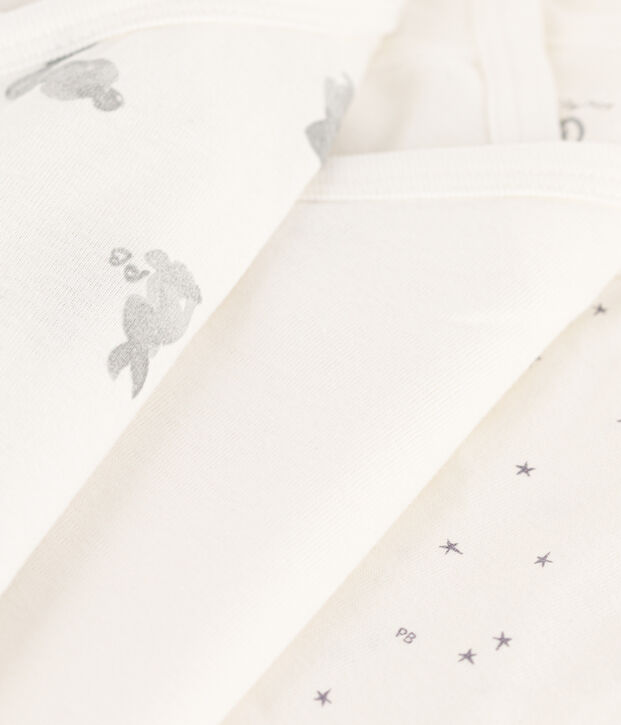 Juego de 3 bodis cruzados de algod&oacute;n de manga larga con conejos multicolor