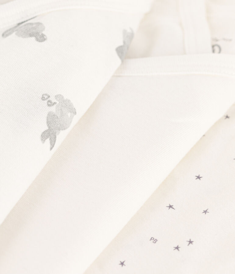 Juego de 3 bodis cruzados de algod&oacute;n de manga larga con conejos multicolor