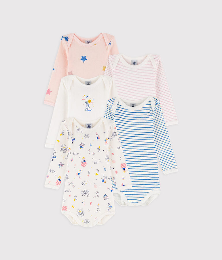 Juego de 5 bodis de manga larga para beb&eacute; ni&ntilde;a variante 1