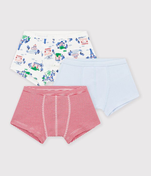 Juego de b&oacute;xeres infantiles de algod&oacute;n con ribete en la cintura y estampado multicolor