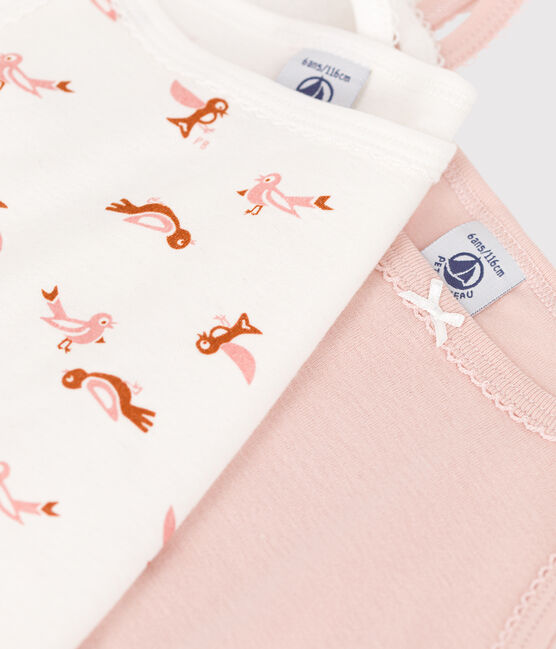 Juego de 2 camisas de tirantes con pájaros de algodón para niña variante 1