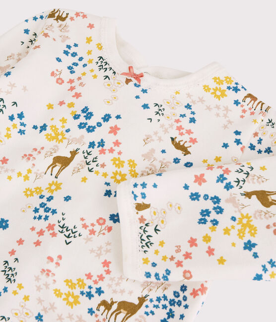Pelele de bebé de flores de muletón blanco MARSHMALLOW/blanco MULTICO