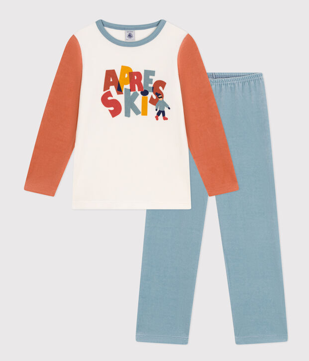 Pijama de terciopelo para ni&ntilde;o/ni&ntilde;a azul/multicolor