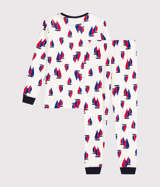 Pijama de algod&oacute;n estampado con motivo de barcos j&uacute;nior blanco/multicolor