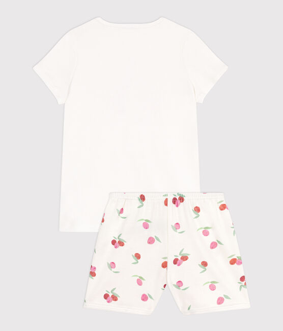 Pijama corto infantil de algodón con estampado de frutas blanco MARSHMALLOW/blanco MULTICO