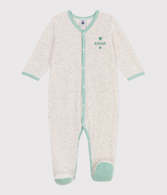 Pijama de terciopelo liso para bebé beige MONTELIMAR CHINE