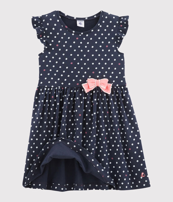 Vestido de niña azul SMOKING/blanco MULTICO