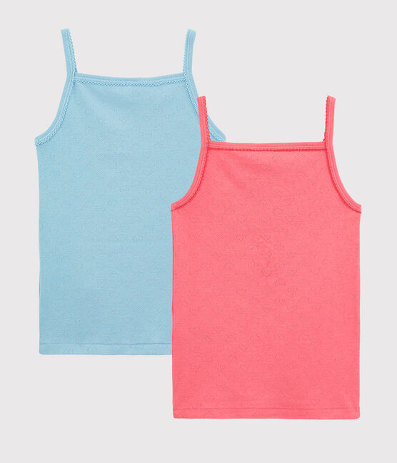 Lote de 2 camisetas de tirantes caladas de color de niña variante 1