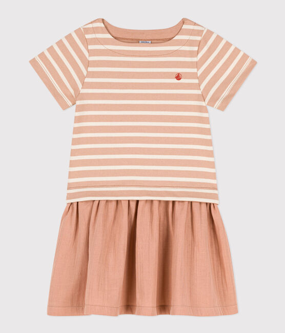 Vestido de jersey y gasa de algodón orgánico de niña VINTAGE/ AVALANCHE