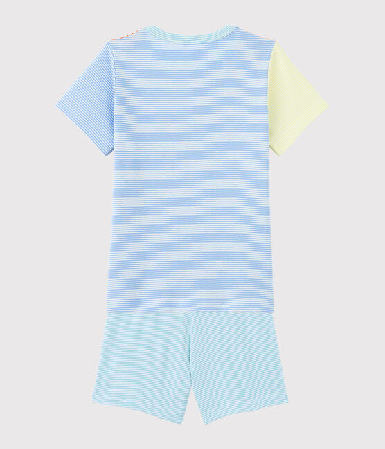 Pijama corto de mil rayas de colores de algodón de niño naranja BRAZILIAN/crudo MULTICO