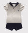 Conjunto de camiseta y pantalón corto de punto para bebé blanco AVALANCHE/azul SMOKING