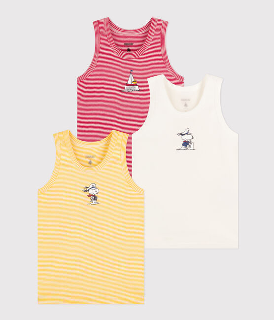 Juego de 3 camisetas de tirantes Petit Bateau X Snoopy de algodón para niño variante 1