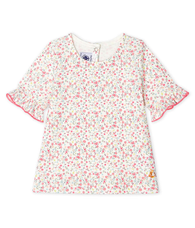 Blusa de manga corta estampado para beb&eacute; ni&ntilde;a blanco/multicolor