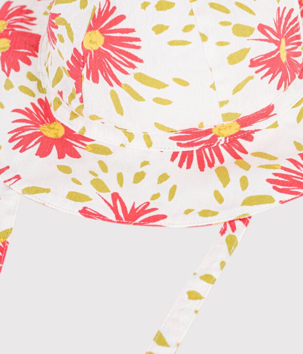 Gorro de crep&eacute; con estampado de flores para beb&eacute; ni&ntilde;a blanco/multicolor