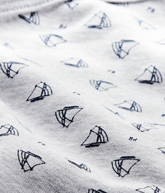 Body de nacimiento de manga corta estampado para bebé niño gris POUSSIERE/azul MEDIEVAL