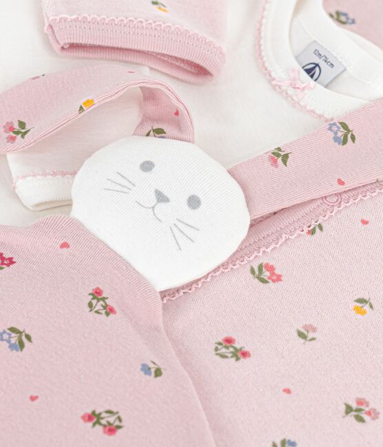 Set de regalo para bebé de terciopelo con estampado floral variante 1
