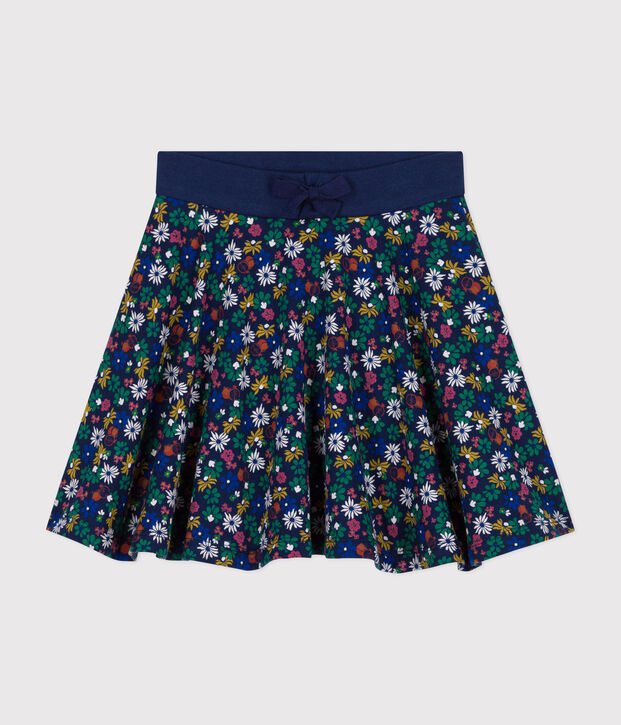 Falda de algod&oacute;n para ni&ntilde;a azul/multicolor