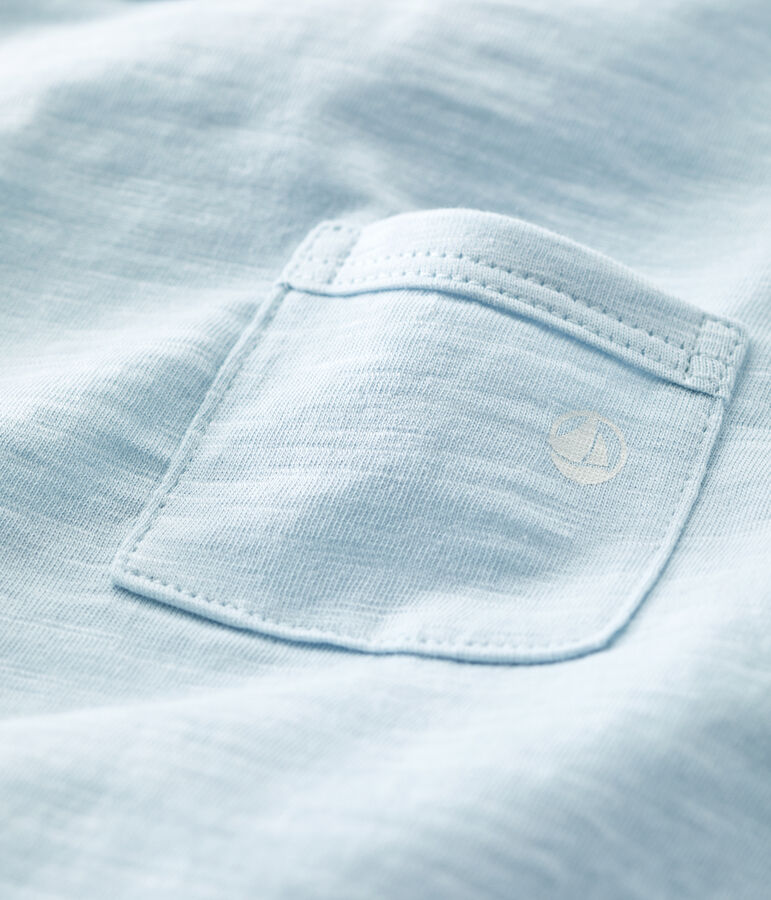 Camiseta de manga corta lisa de jersey de beb&eacute; azul