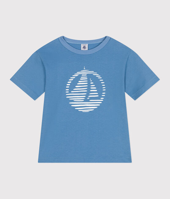 Camiseta infantil de manga corta de algodón con estampado azul ALASKA