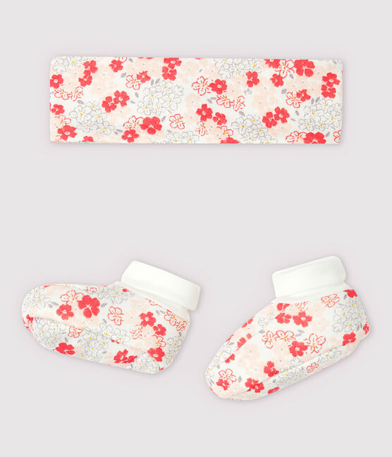 Juego de cinta y patucos de flores para bebé niña de túbico de algodón orgánico variante 1