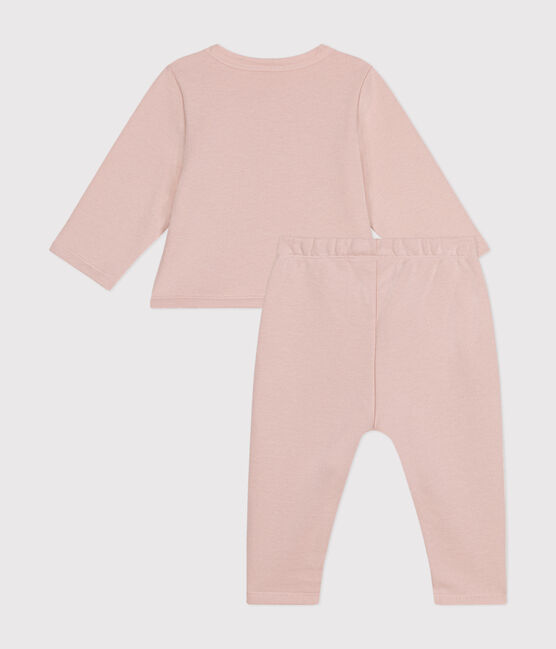 Conjunto de cárdigan y pantalón de muletón para bebé rosa SALINE