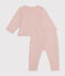 Conjunto de cárdigan y pantalón de muletón para bebé rosa SALINE