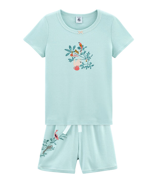 Pijama corto de punto para ni&ntilde;a azul