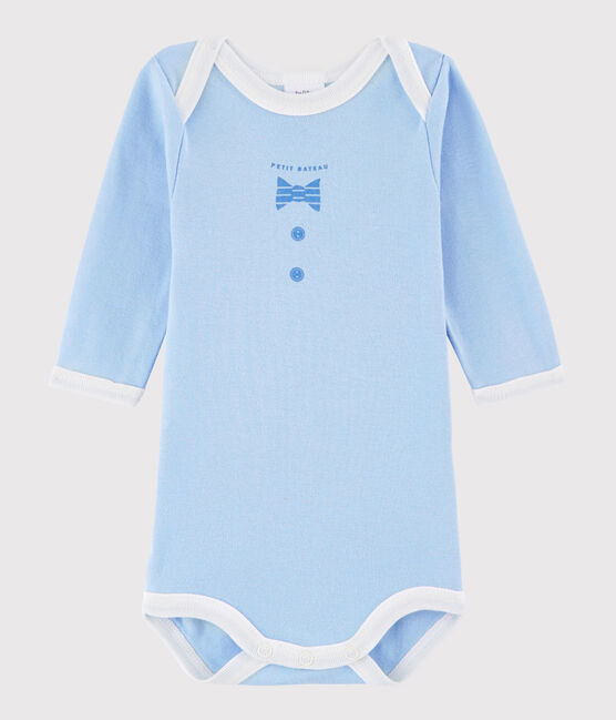 Bodi de manga larga de bebé niña/niño azul JASMIN