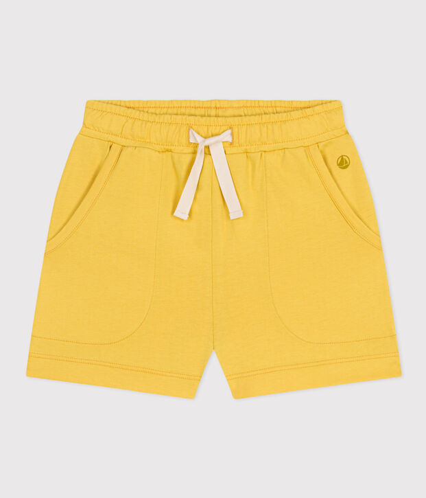 Pantal&oacute;n corto de algod&oacute;n de ni&ntilde;a amarillo