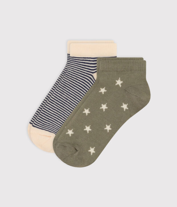 Juego de 2 pares de calcetines de punto de algod&oacute;n con estrellas para ni&ntilde;os multicolor