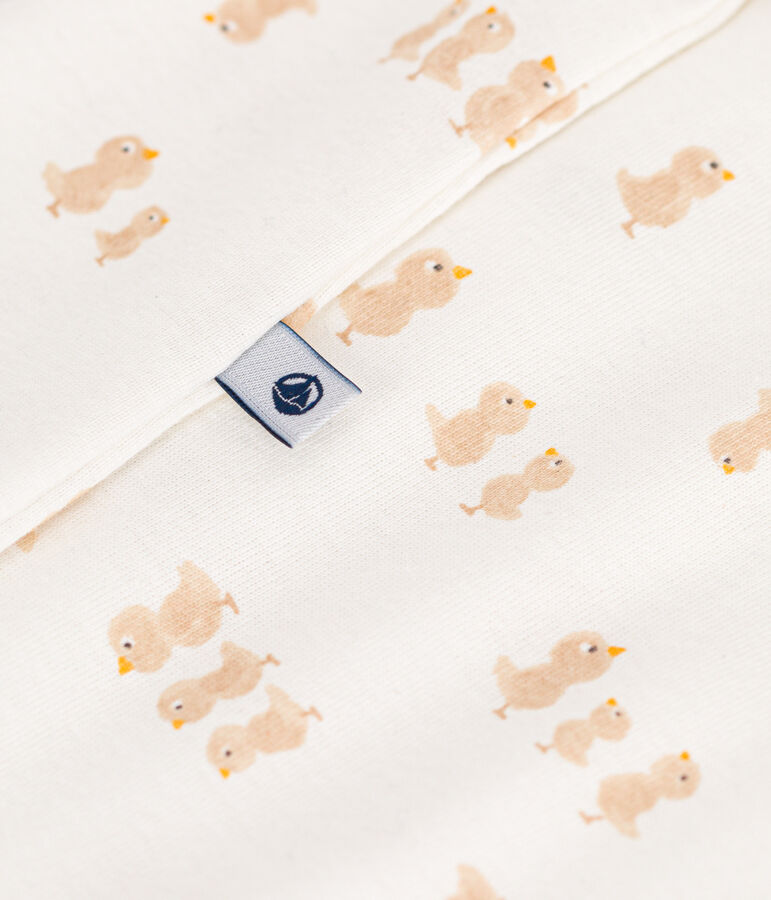 Mono saco de algod&oacute;n para beb&eacute; blanco/gris