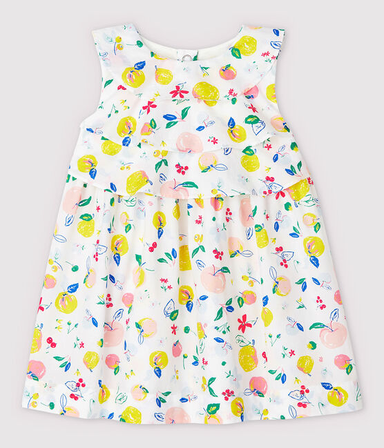 Vestido de manga corta de popelina de bebé niña blanco MARSHMALLOW/blanco MULTICO