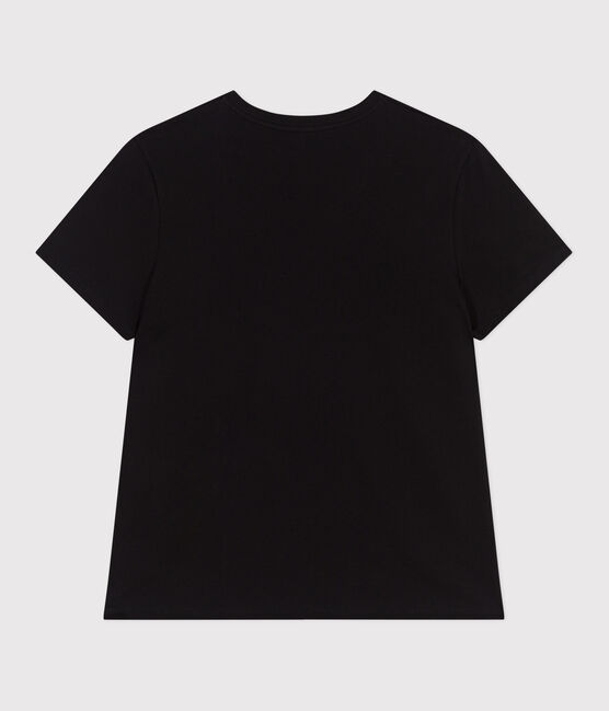 Camiseta Recta de algodón liso para mujer negro BLACK