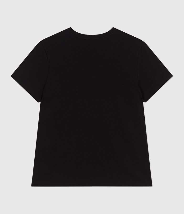 Camiseta Recta de algod&oacute;n liso para mujer negro