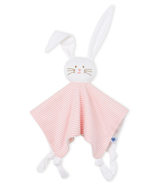 Peluche de conejo para bebé de punto rosa CHARME/blanco MARSHMALLOW
