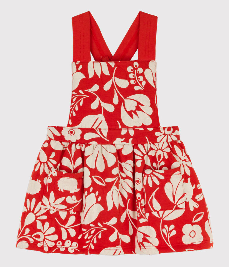 Vestido sin mangas de t&uacute;bico acolchado y estampado para beb&eacute; naranja/crudo