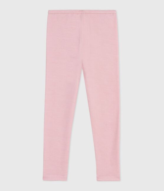 Leggings infantiles lisos de lana y algodón rosa JOLI