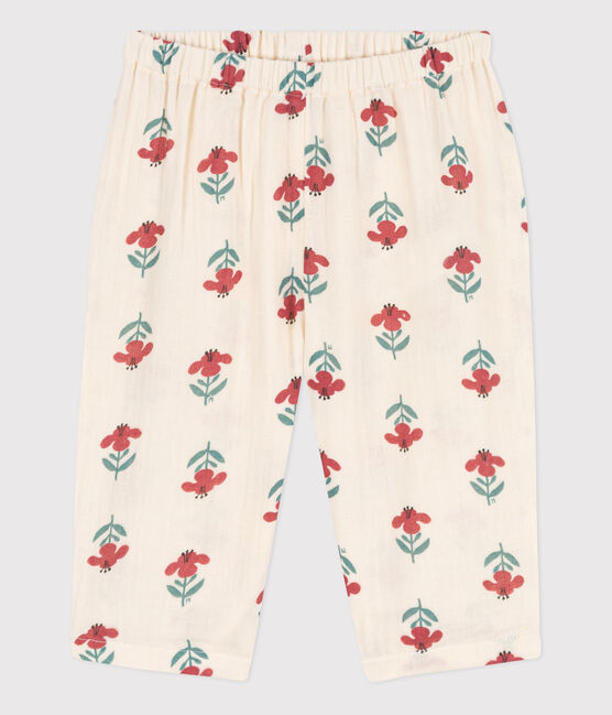 Pantalón estampado de gasa de algodón para bebé blanco AVALANCHE/ MULTICO