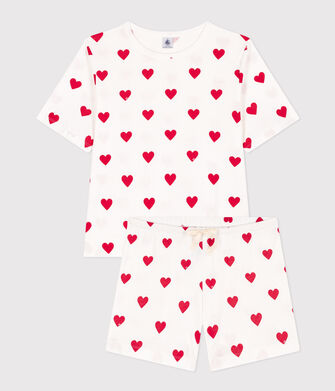 Pijama corto de algod&oacute;n con coraz&oacute;n para mujer