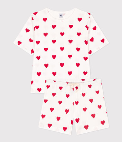 Pijama corto de algod&oacute;n con coraz&oacute;n para mujer