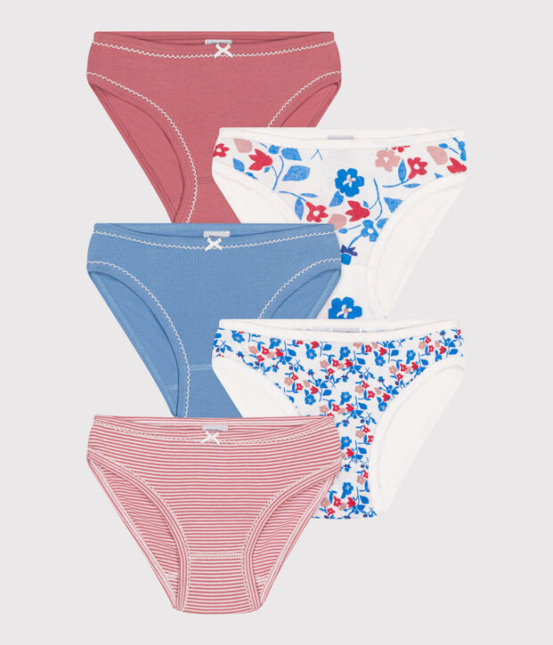 Juego de 5 braguitas infantiles de algod&oacute;n con flores multicolor