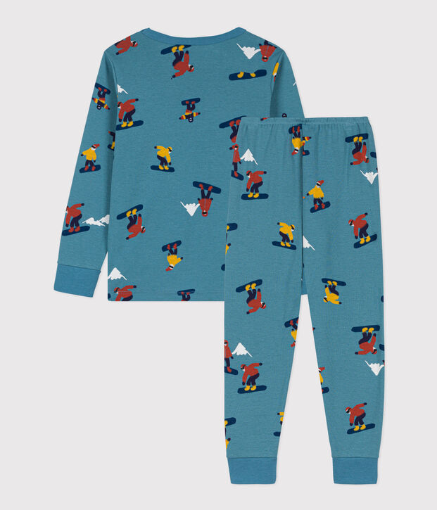 Pijama de algod&oacute;n snowboard para ni&ntilde;o/ni&ntilde;a azul/multicolor