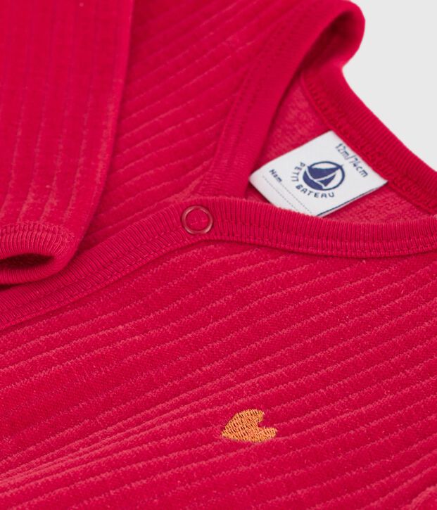 Pijama de terciopelo liso para beb&eacute; rojo