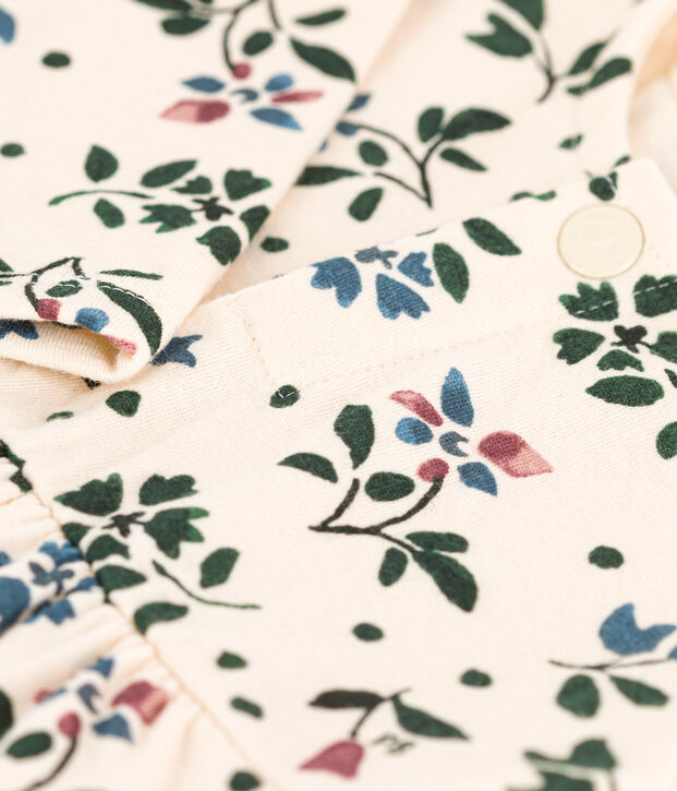 Vestido de manga larga con estampado de flores de t&uacute;bico de beb&eacute; crudo/multicolor
