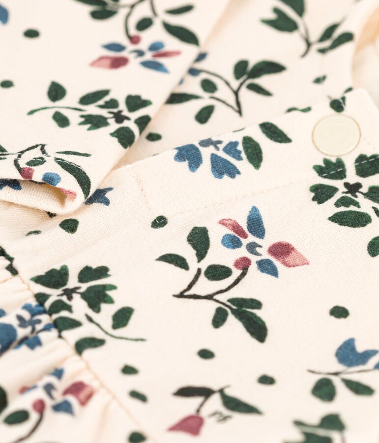 Vestido de manga larga con estampado de flores de t&uacute;bico de beb&eacute; crudo/multicolor