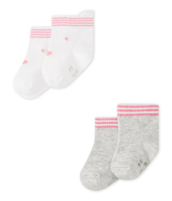 Lote de 2 pares de calcetines bebé mixtos blanco LOT